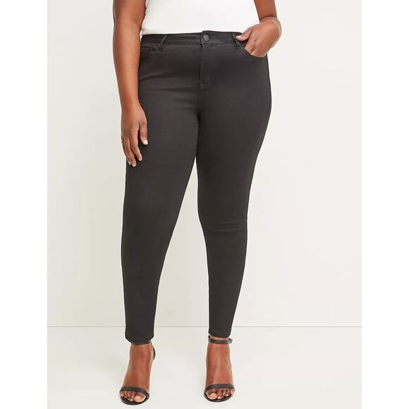 Lane Bryant Super Stretch Signature Fit Skinny Black Mid Rise Jeans Plus Size 28 - Picture 1 of 16